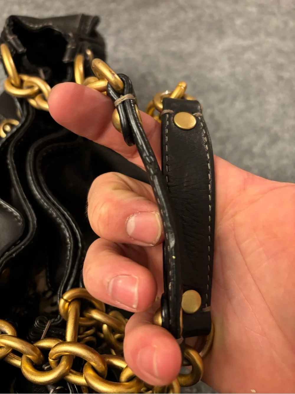 RARE Juicy Couture Y2K Scottie Tag Charm Leather Shoulder Bag Black